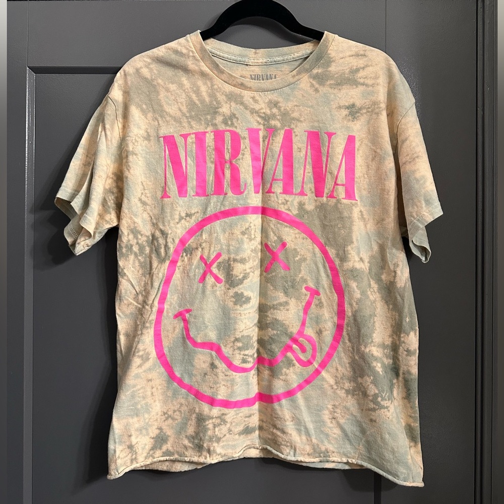 Nirvana Tie-Dye T-Shirt with Pink Logo